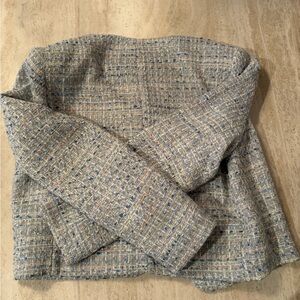 Zara Blue and Cream Tweed Blazer